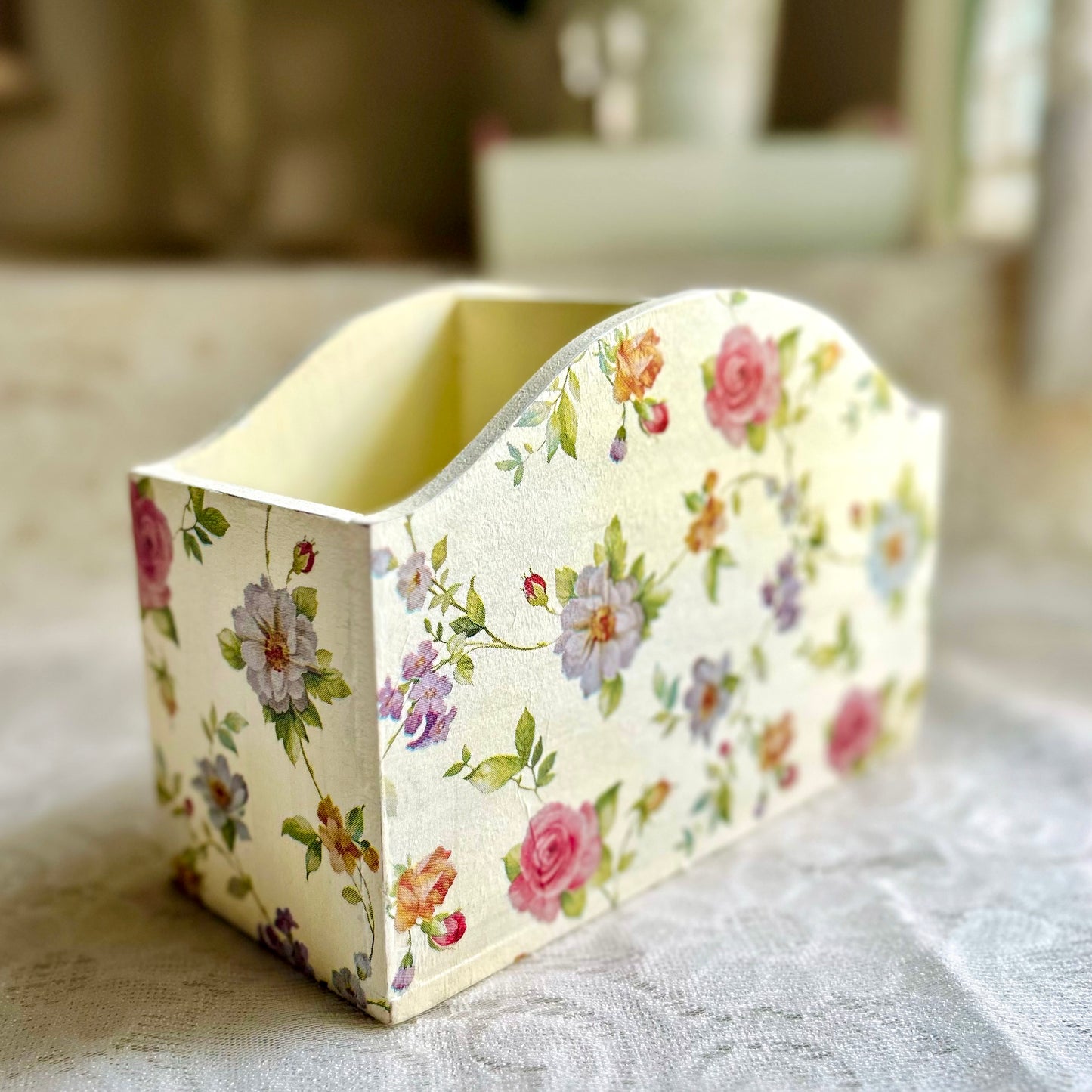 Happy Yellow Cutlery Holder | Floral holder for cutlery, brushes , pens