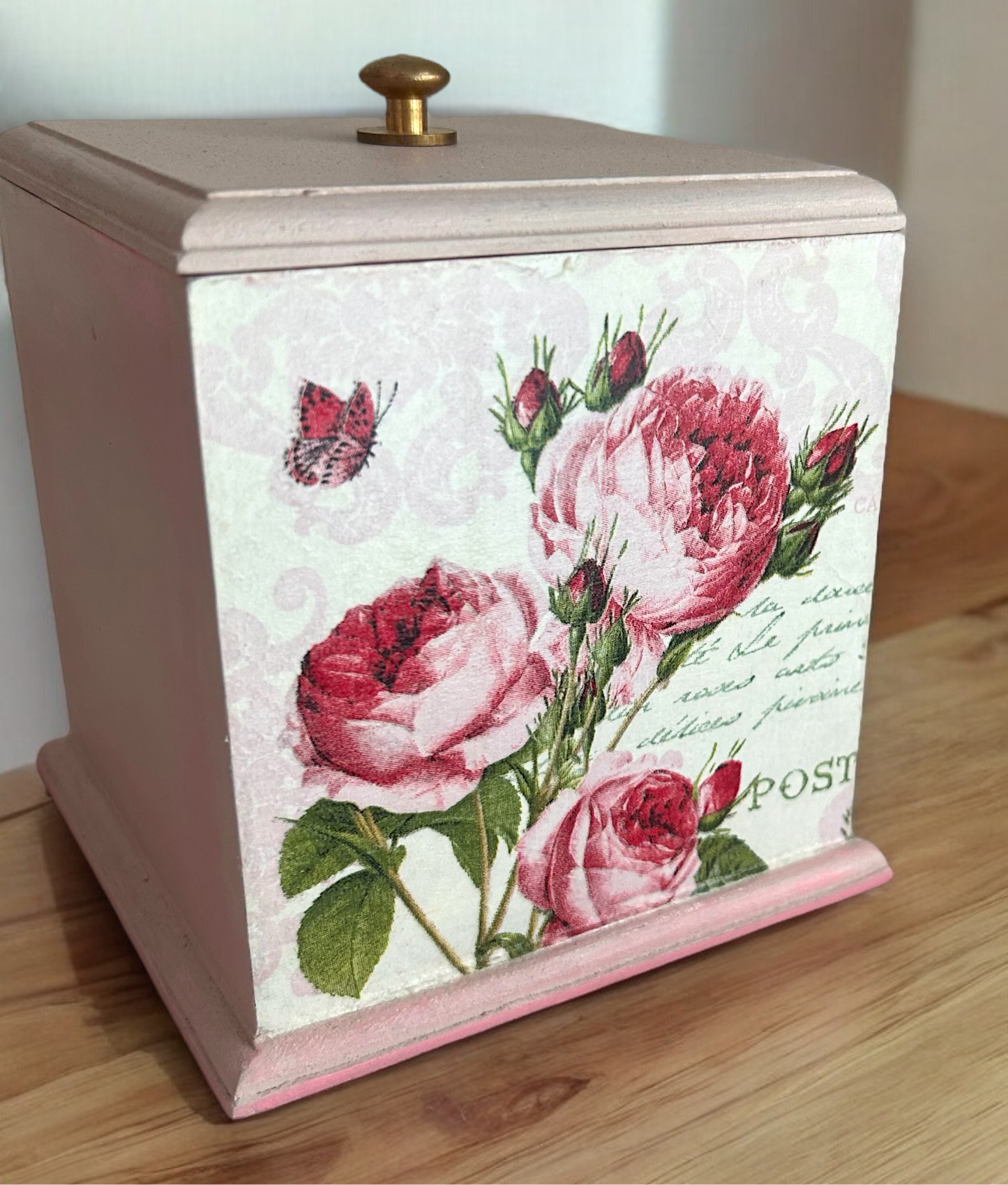 Wooden Storage Jar with Lid - Vintage Love - for gifting choclates, nuts and dry items