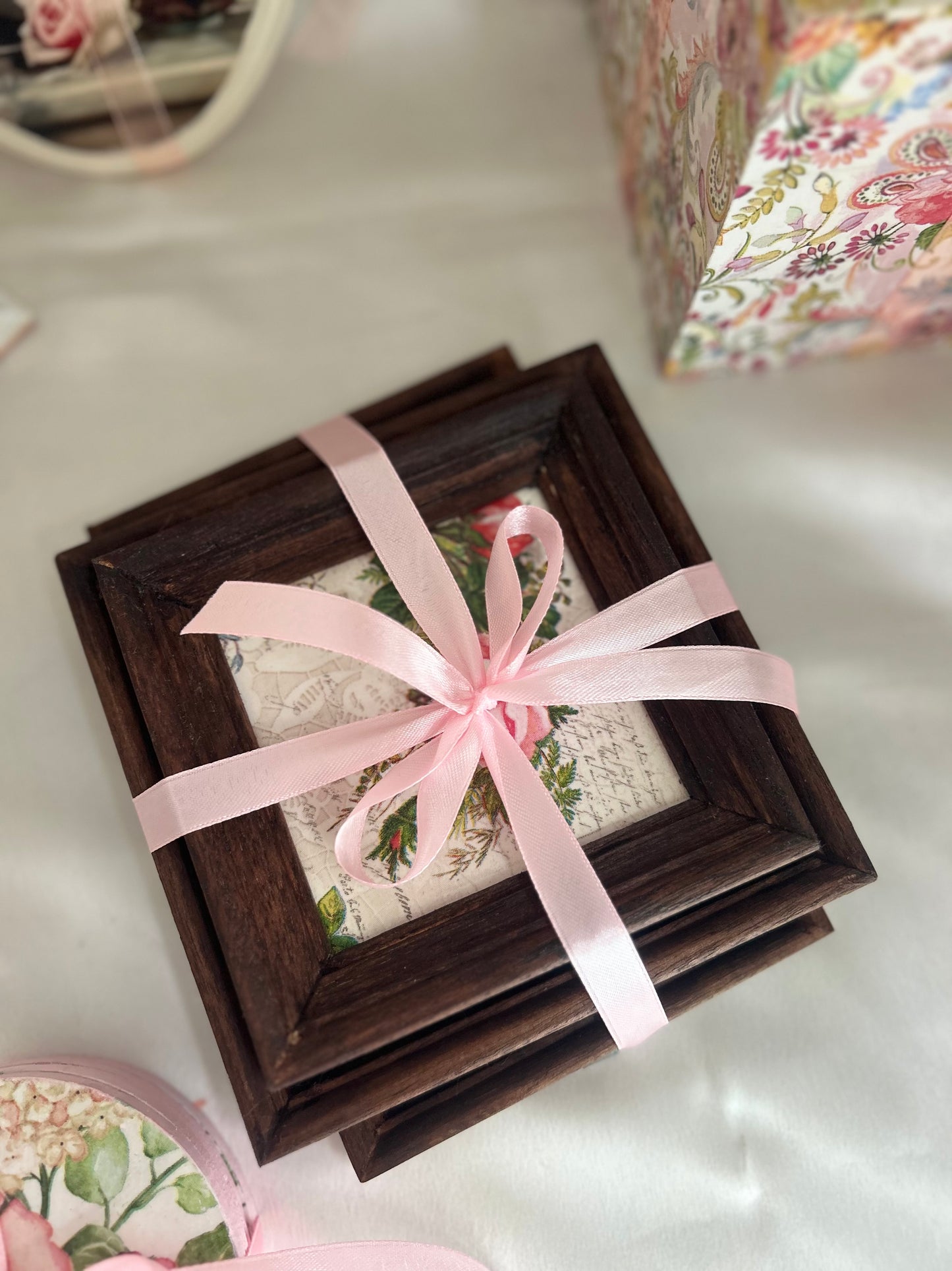 Vintage Rose Wall Frames | Vintage Wooden Frame | Set of 3