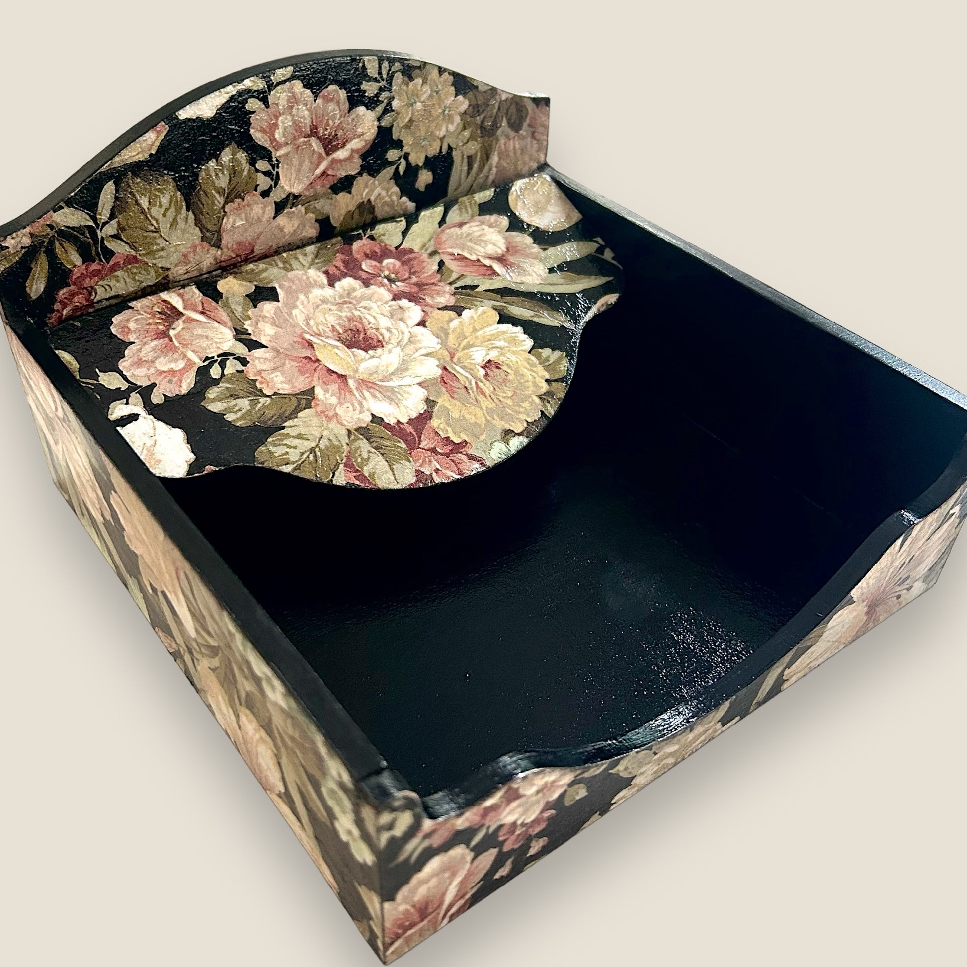 Victorian Floral Square Tissue Box / Square Napkin Holder / Tissue Holder for Home Office Car