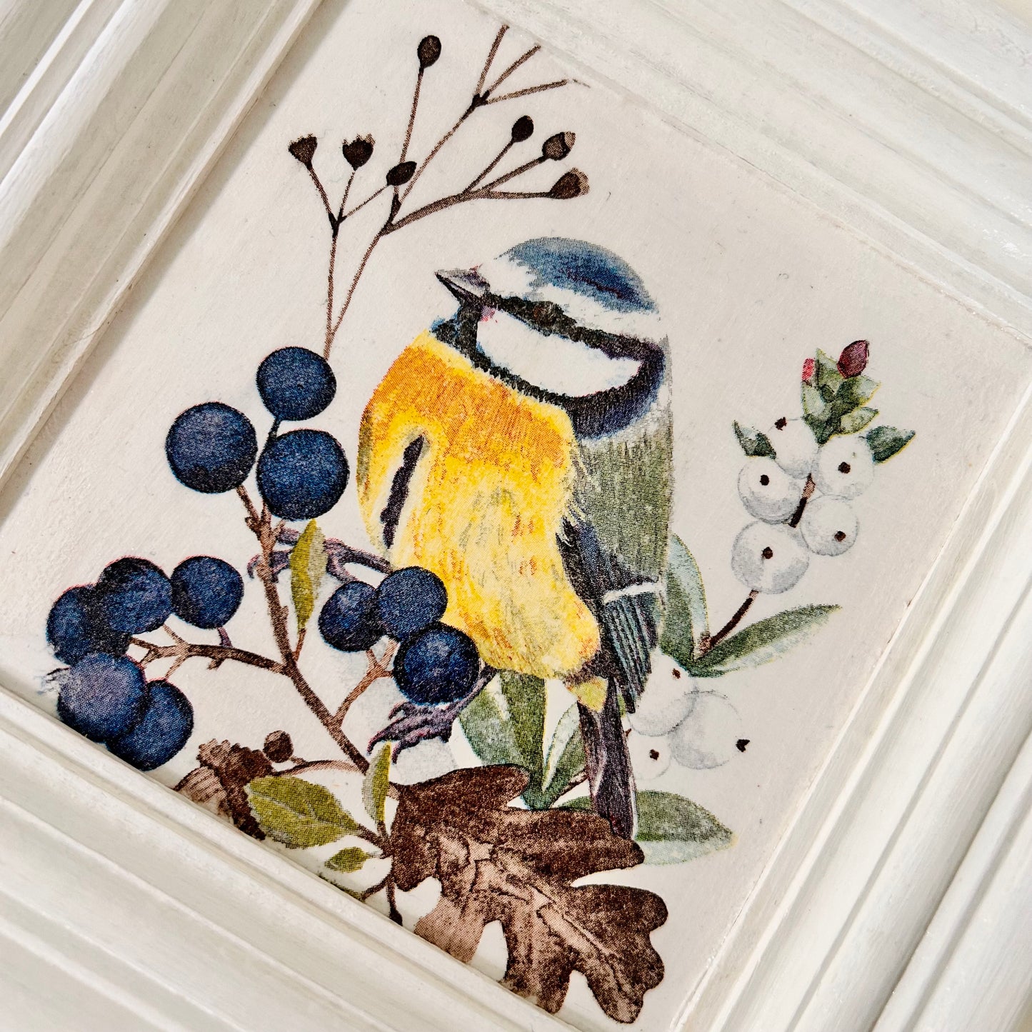 Pretty Wall Frame | Yellow Tit In Blueberry Garden  | Wall Decor | 8x8