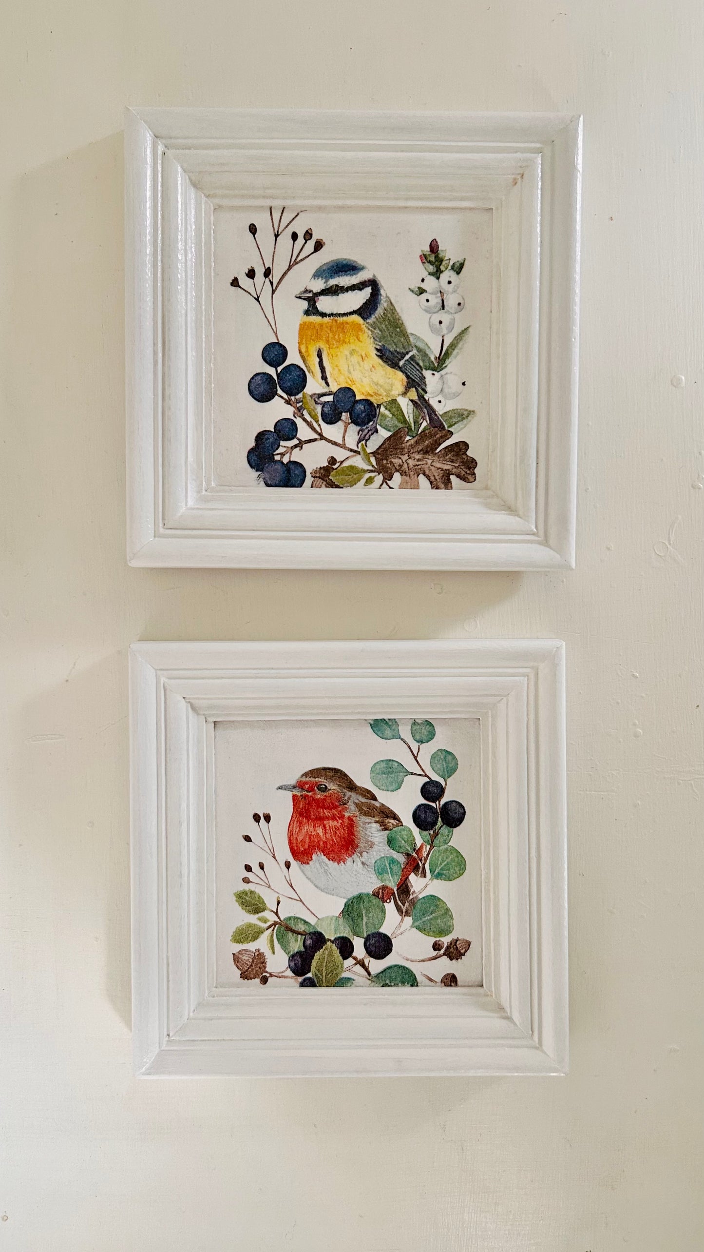 Pretty Wall Frame | Yellow Tit In Blueberry Garden  | Wall Decor | 8x8