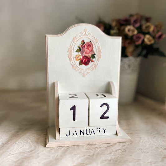Vintage Perpetual Calendar | Victoria | Handcrafted Wooden Desk Calendar | Cottagecore Home Decor & Gift
