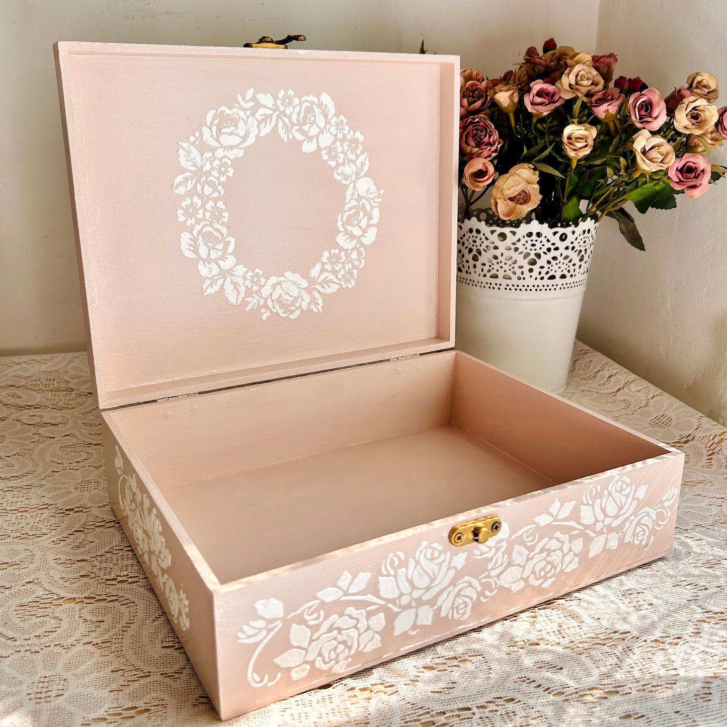 Blush Rose Jewellery Box - Decorative Storage Box - Personalised Gifts