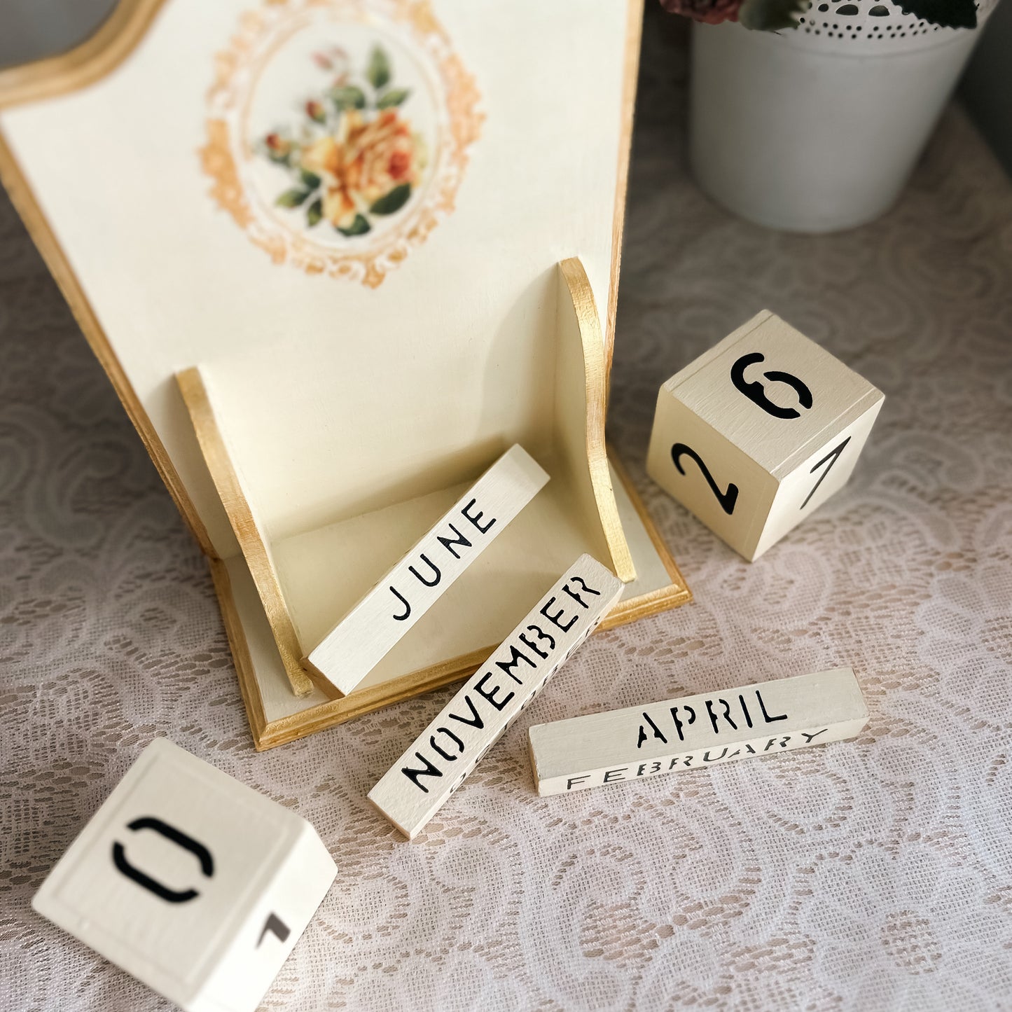 Vintage Perpetual Calendar | Vintage Dream| Handcrafted Wooden Desk Calendar | Cottagecore Home Decor & Gift