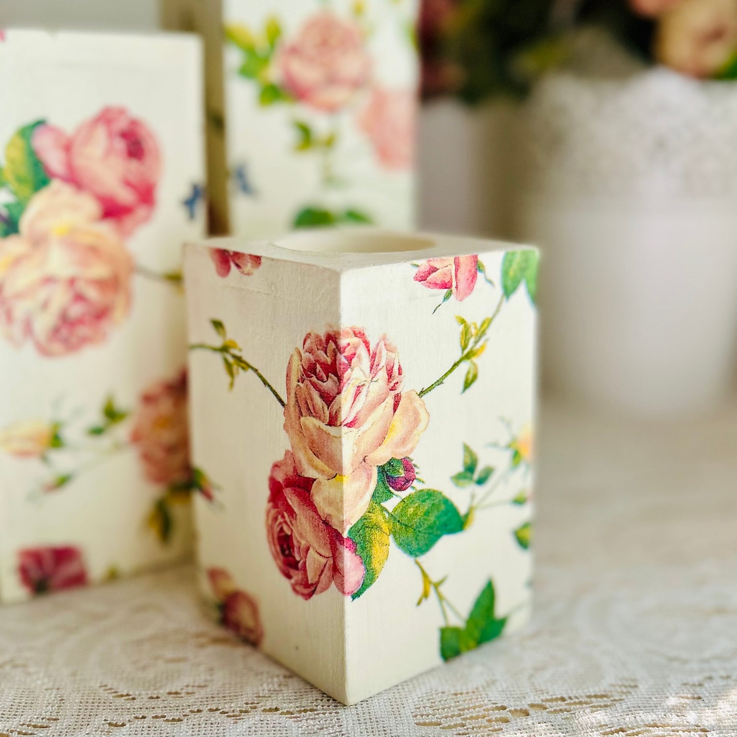 Yellow Garden Tealight Candle Holder Set of 3 | Floral Candle Stands for Romantic Home Decor & Gifting