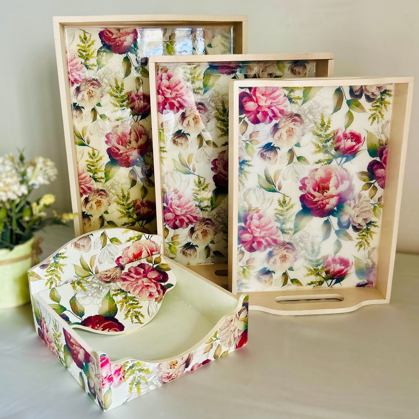 Bella Bloom Tray | Floral Serving Tray | in 2 sizes