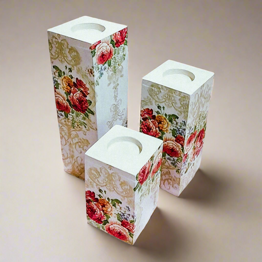 Tealight candle holder set floral printed