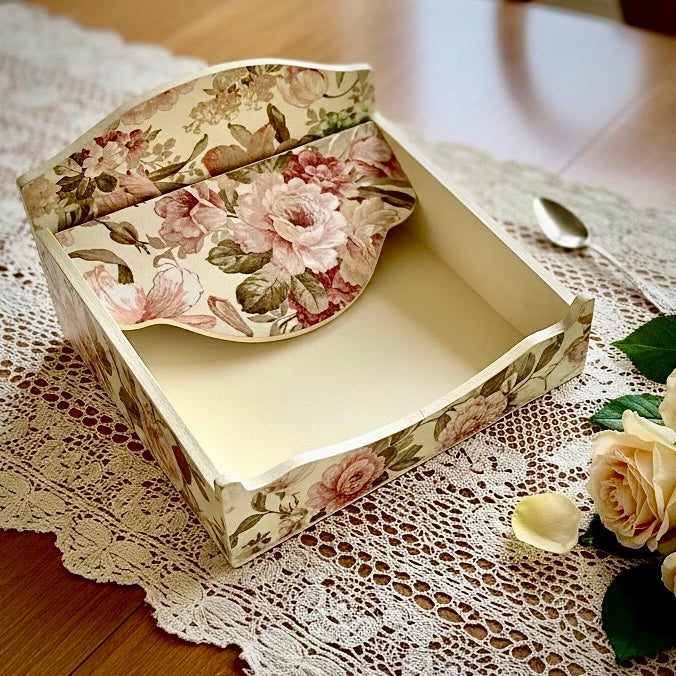 Beige Beauty - Floral Square Tissue Holder | Square Tissue Box