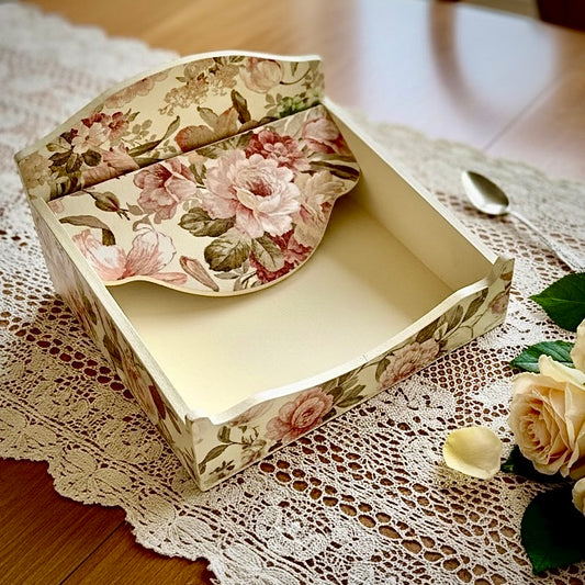 Beige Beauty - Floral Square Tissue Holder | Square Tissue Box