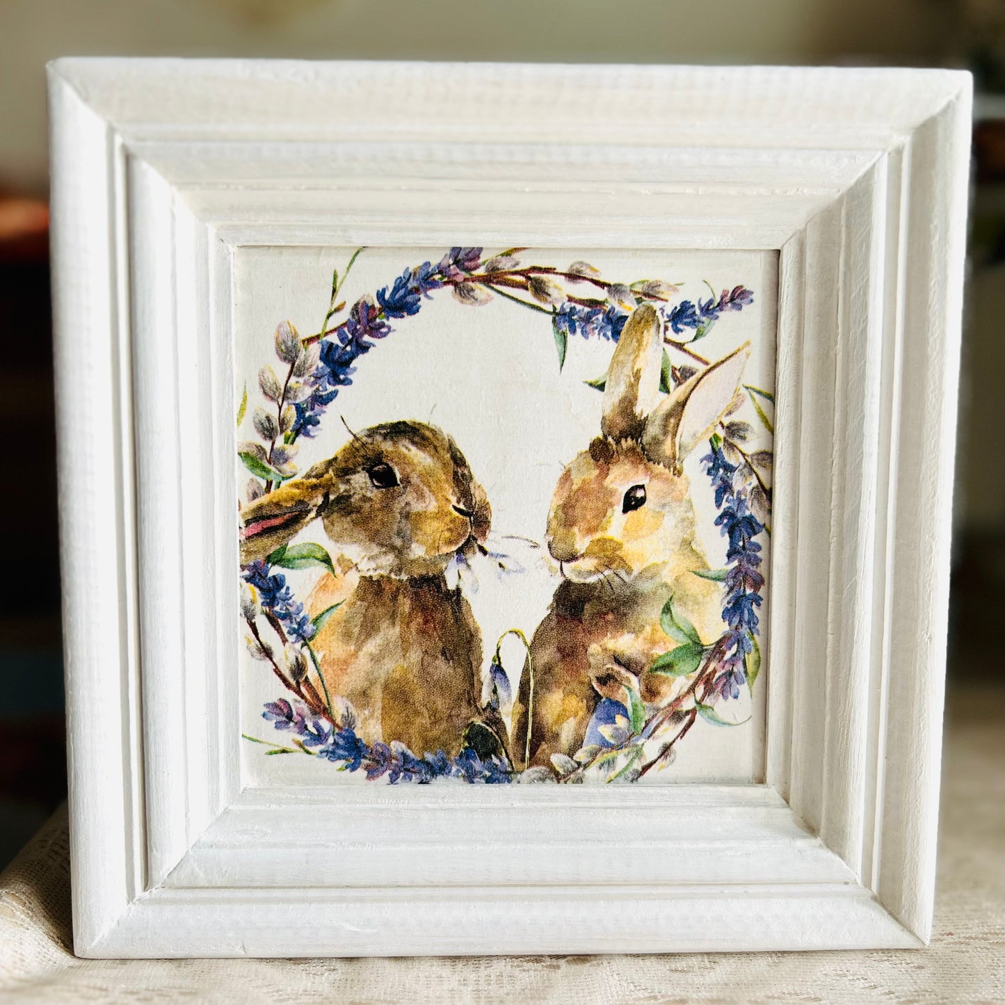 Square White frame | Bunnies  | Wall art | 8x8