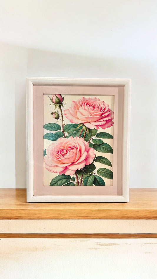 Soft Pink Roses in White Frame - 12x9 | Wall art