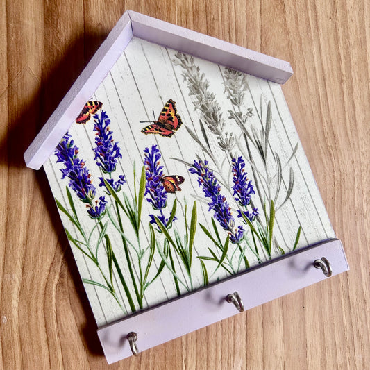 Lavendar Hut Keyholder | Wall Key hanger for gifting | with 3 hooks