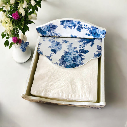 Porcelain Rose - Floral Square Tissue Holder | Pastel Woods