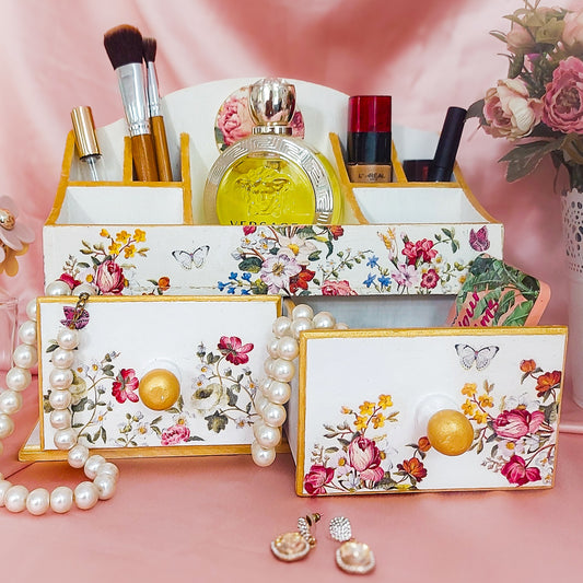Rose Gilded Makeup & Jewellery Organiser | 7 compartments & 2 drawers