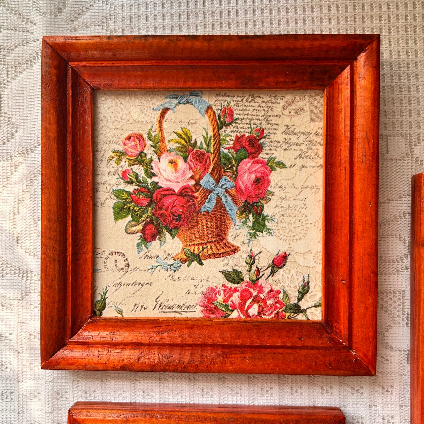 Vintage Rose Wall Frames | Vintage Wooden Frame | Set of 3
