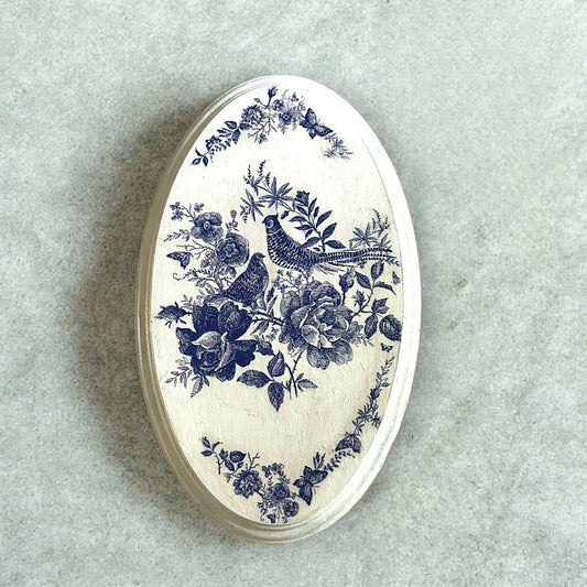 Porcelain bird print wooden wall plate