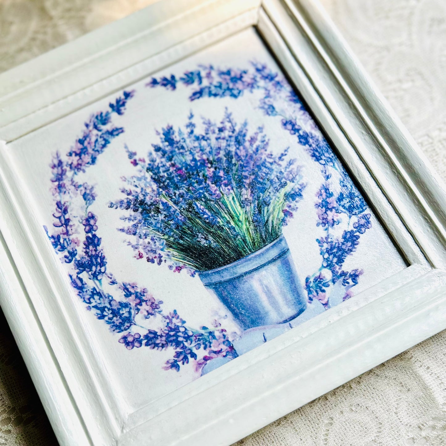 Square White frame | Lavendar Bunch  | Wall art | 8x8