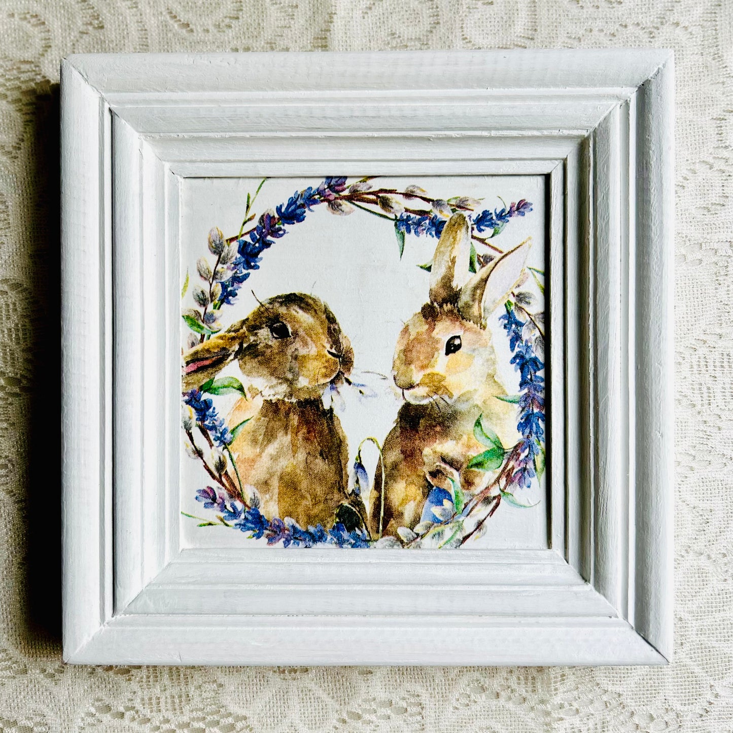 Square White frame | Bunnies  | Wall art | 8x8