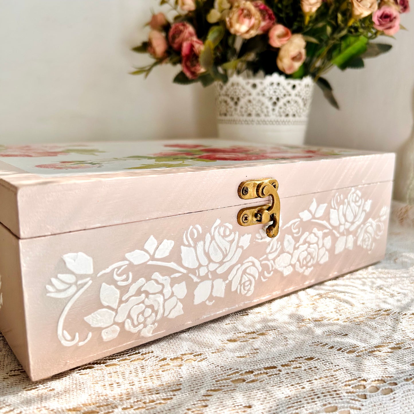 Blush Rose Jewellery Box - Decorative Storage Box - Personalised Gifts