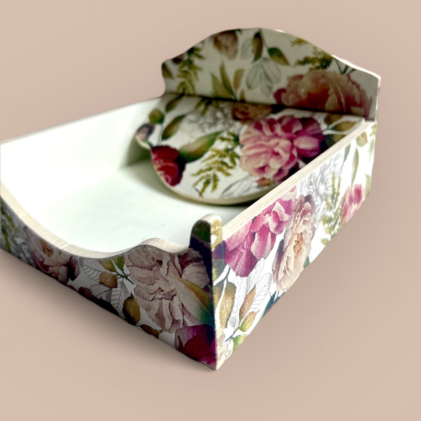 Bella Bloom - Floral Square Tissue Holder | Pastel Woods