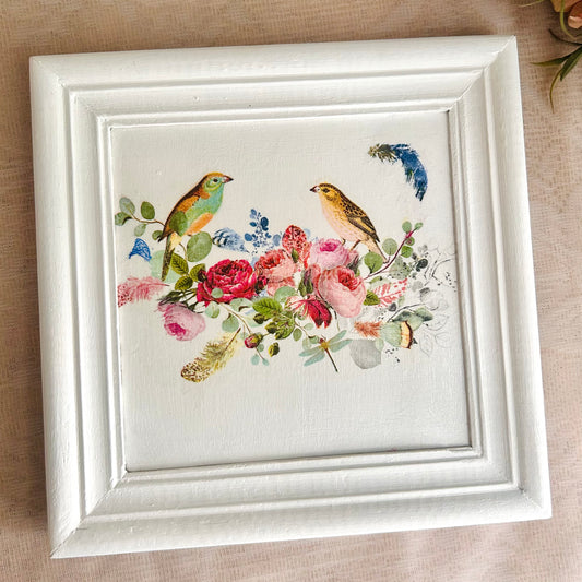 Square White frame | Whispering Birdsong  | Wall art | 8x8