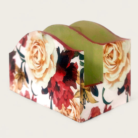 Red Floral Cutlery and Napkin Holder | Cutlery Organiser