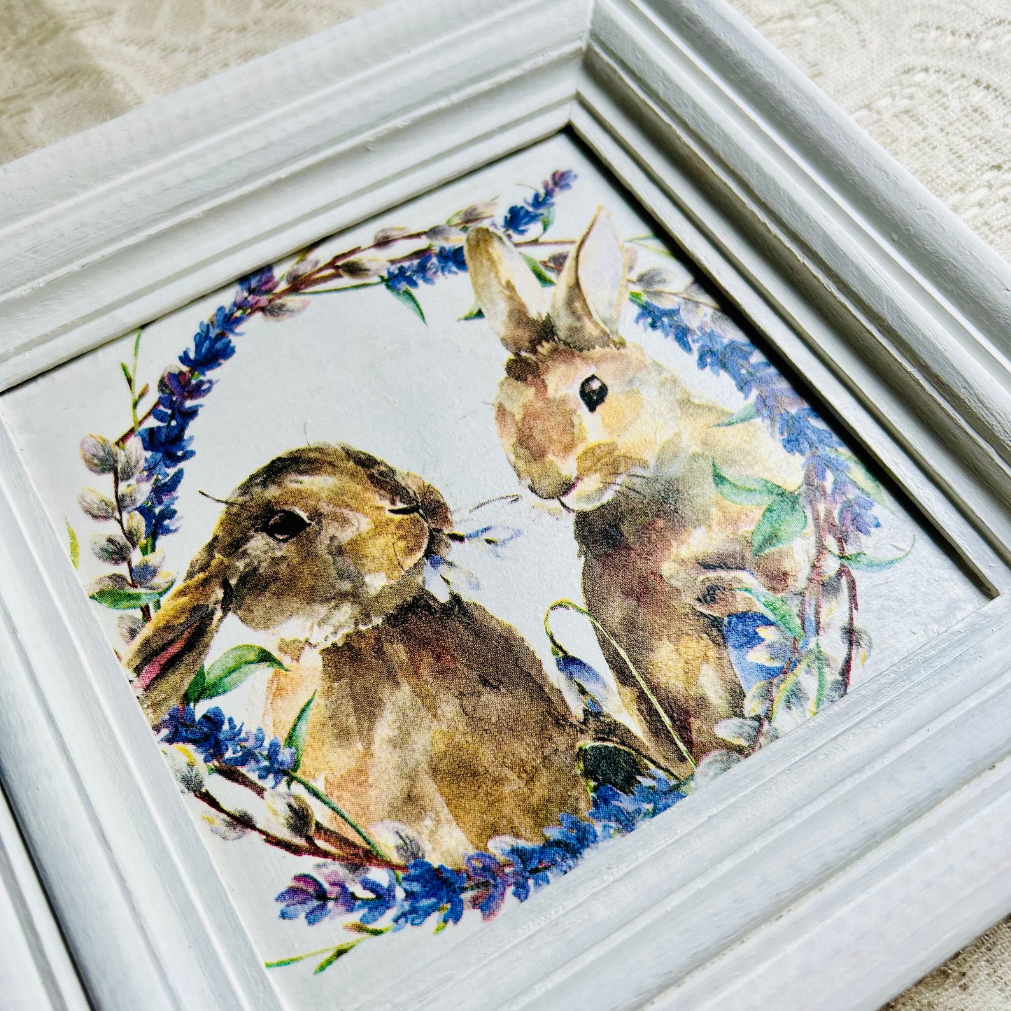 Square White frame | Bunnies  | Wall art | 8x8