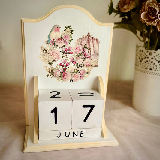 Vintage Perpetual Calendar - Birds Cage | Gift for colleague, new home or new beginnings