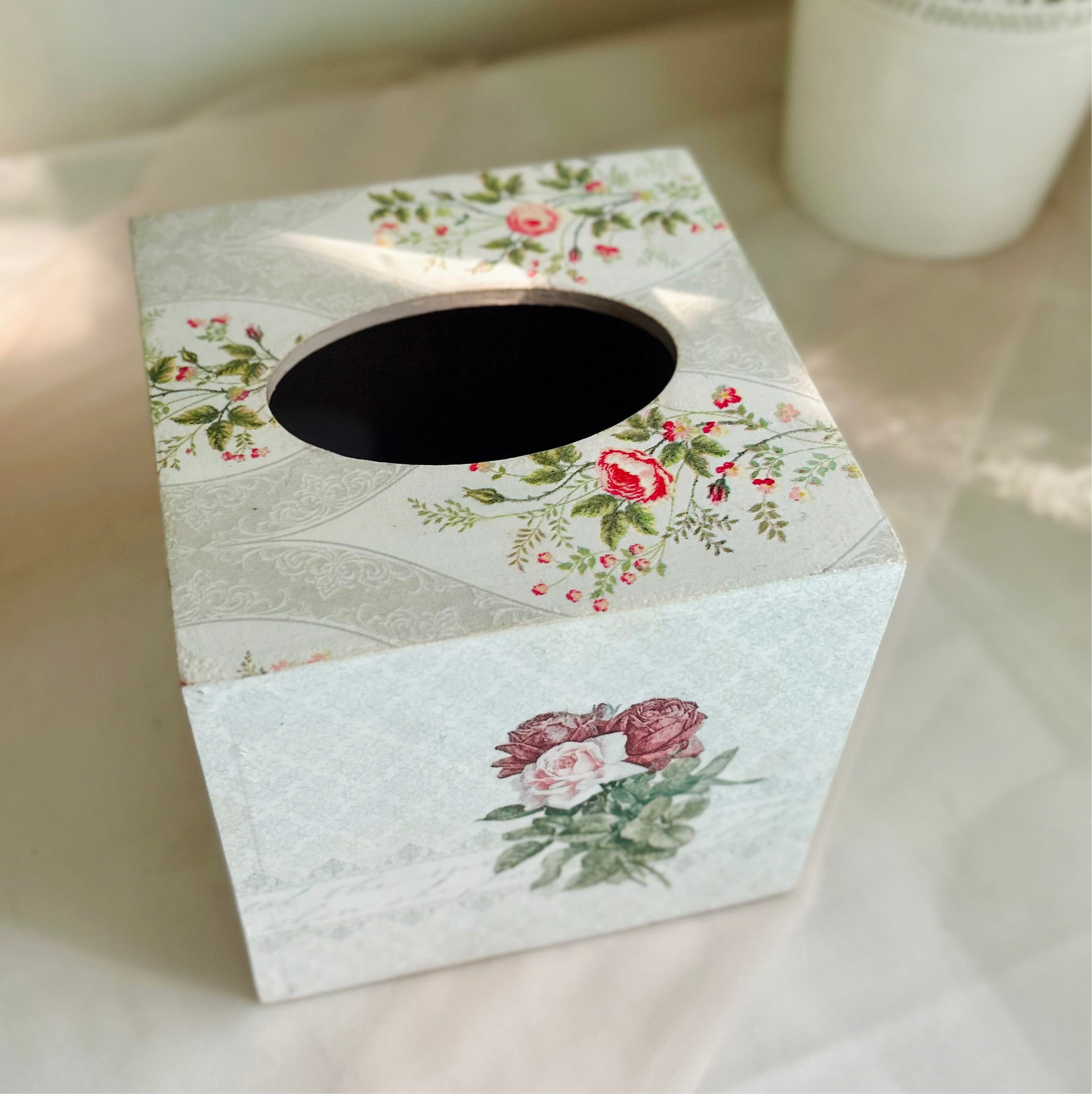 Elegant grey cube tissue box 