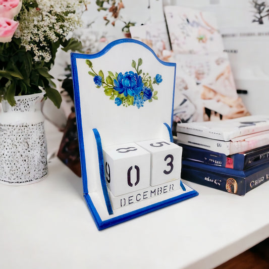 Vintage Perpetual Calendar - Blue Blossom - Single piece only !