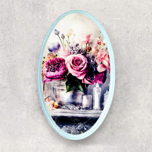 Blue Rose 2 - Oval Wall Plate | Vintage Wall Decor | Pastel Woods