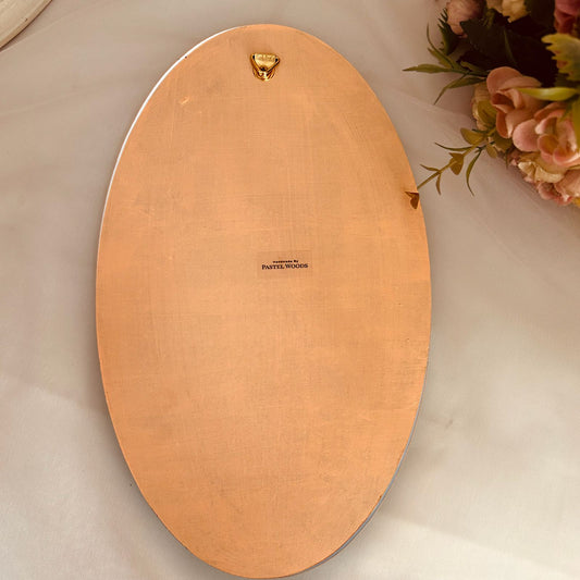Beige Rose 2 - Oval Wall Plate | Vintage Wall Decor | Pastel Woods