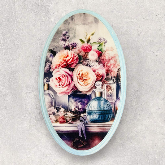 Blue Rose - Oval Wall Plate | Vintage Wall Decor | Pastel Woods