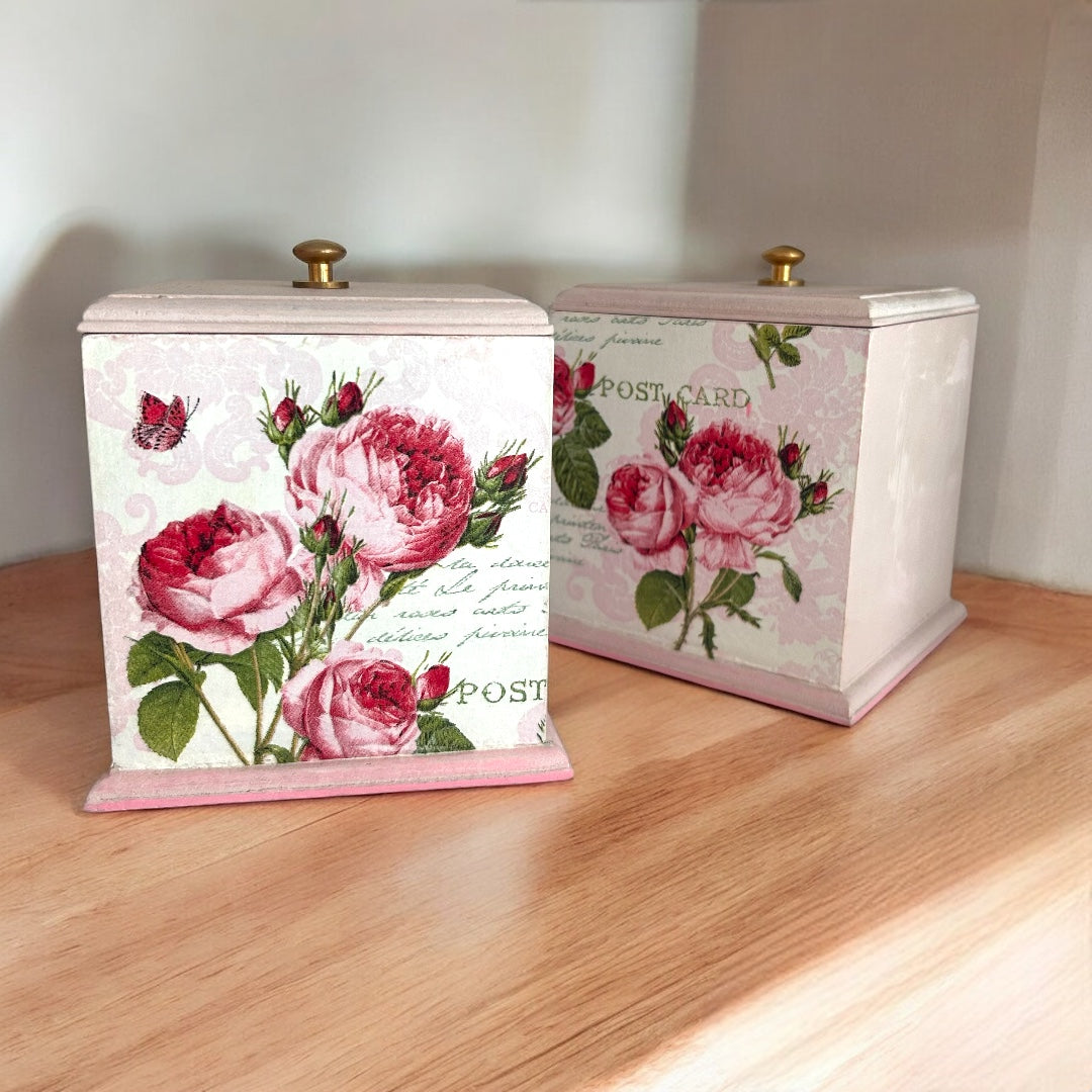 Wooden Storage Jar with Lid - Vintage Love - for gifting choclates, nuts and dry items
