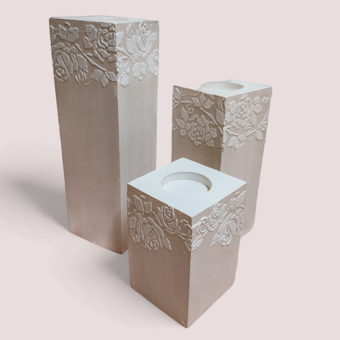 Cream Rose Tealight Candle Holder | Set of 3