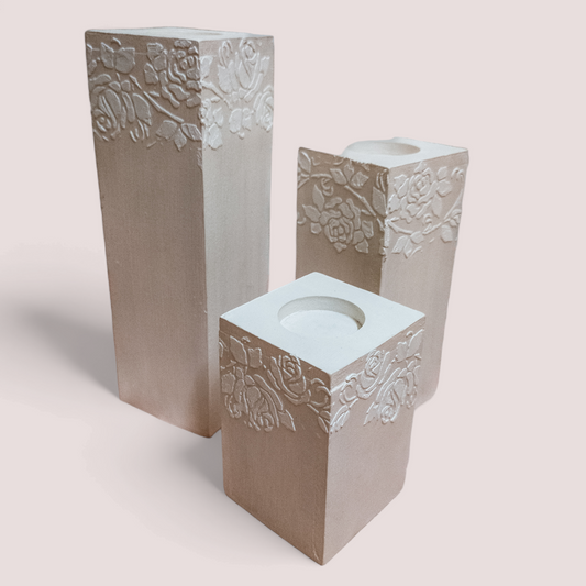 Cream Rose Tealight Candle Holder | Set of 3