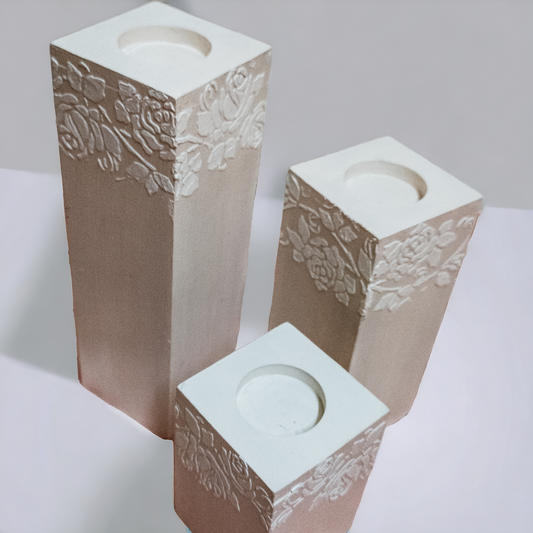 Cream Rose Tealight Candle Holder | Set of 3