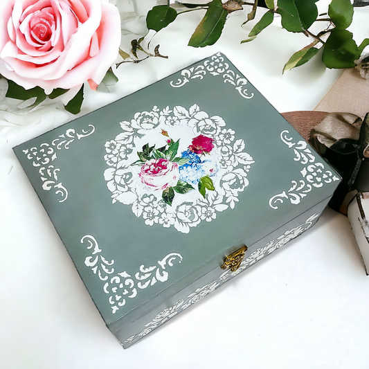 English Rose Jewellery Storage Box | Decorative Box | Keepsake Box | Remote box