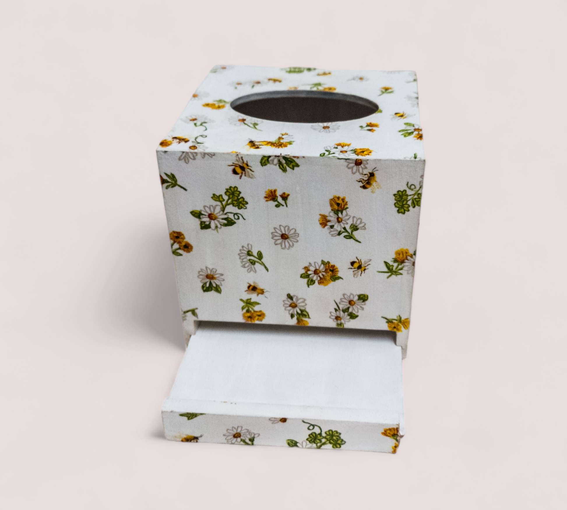 Floral Cube Tissue Box / Square Napkin Holder / Tissue Holder for Home Office Car