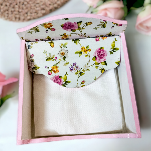 Floral Square Tissue Box / Square Napkin Holder / Tissue Holder for Home Office Car / House warming gift