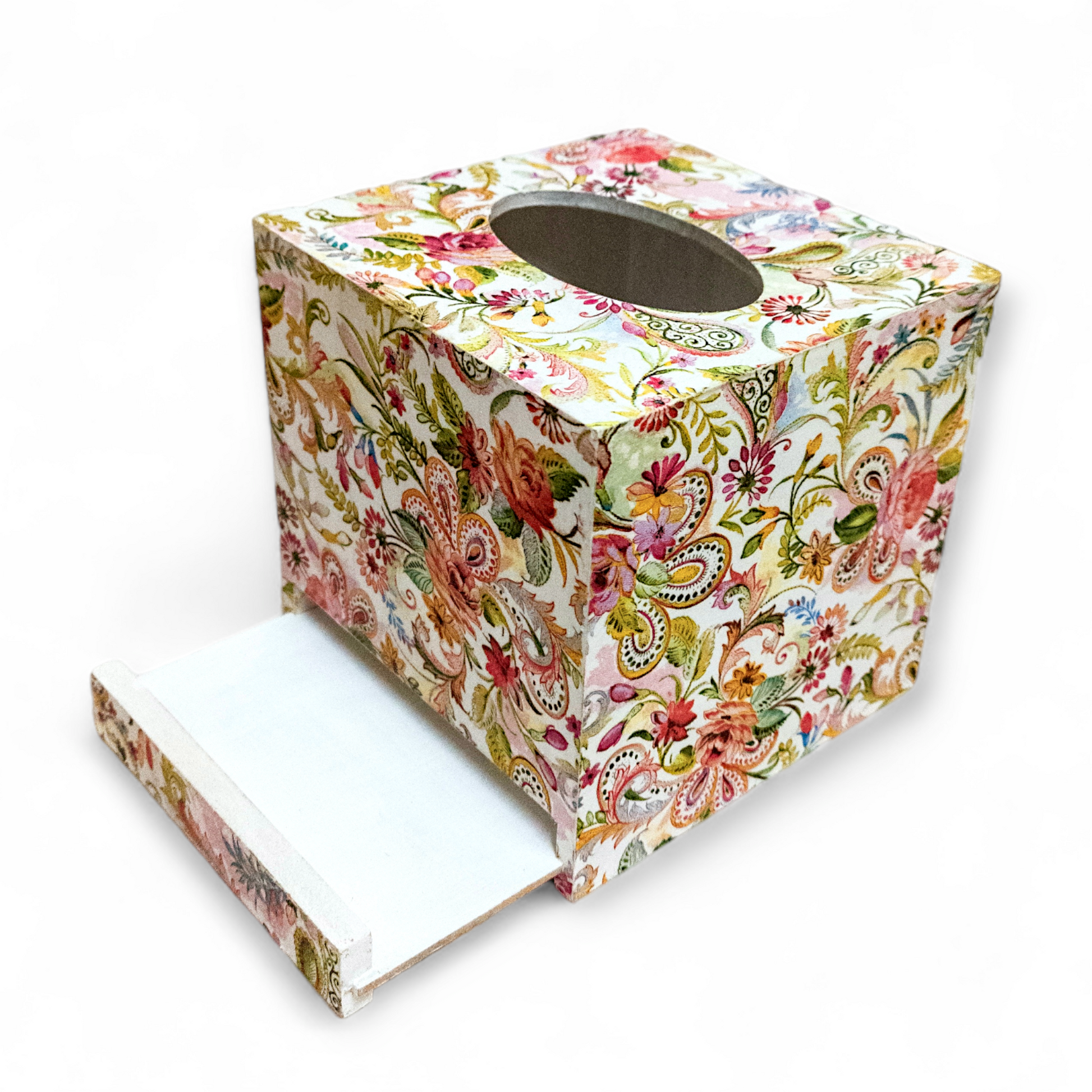 Floral Square Tissue Box / Cube Napkin Holder / Tissue Holder for Home Office Car