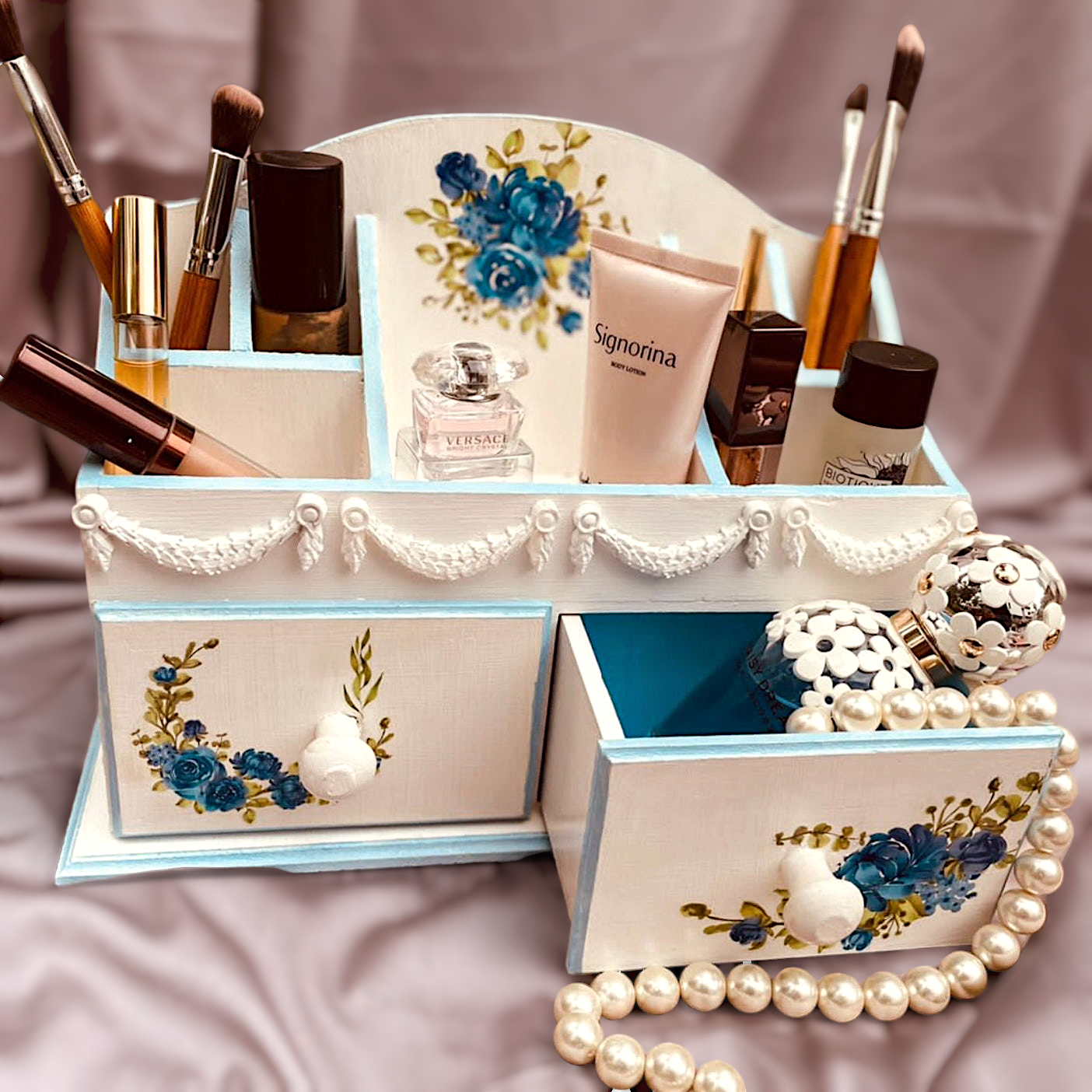 Whimsy Rose Cosmetic Makeup & Jewellery Organiser | 7 compartments & 2 drawers