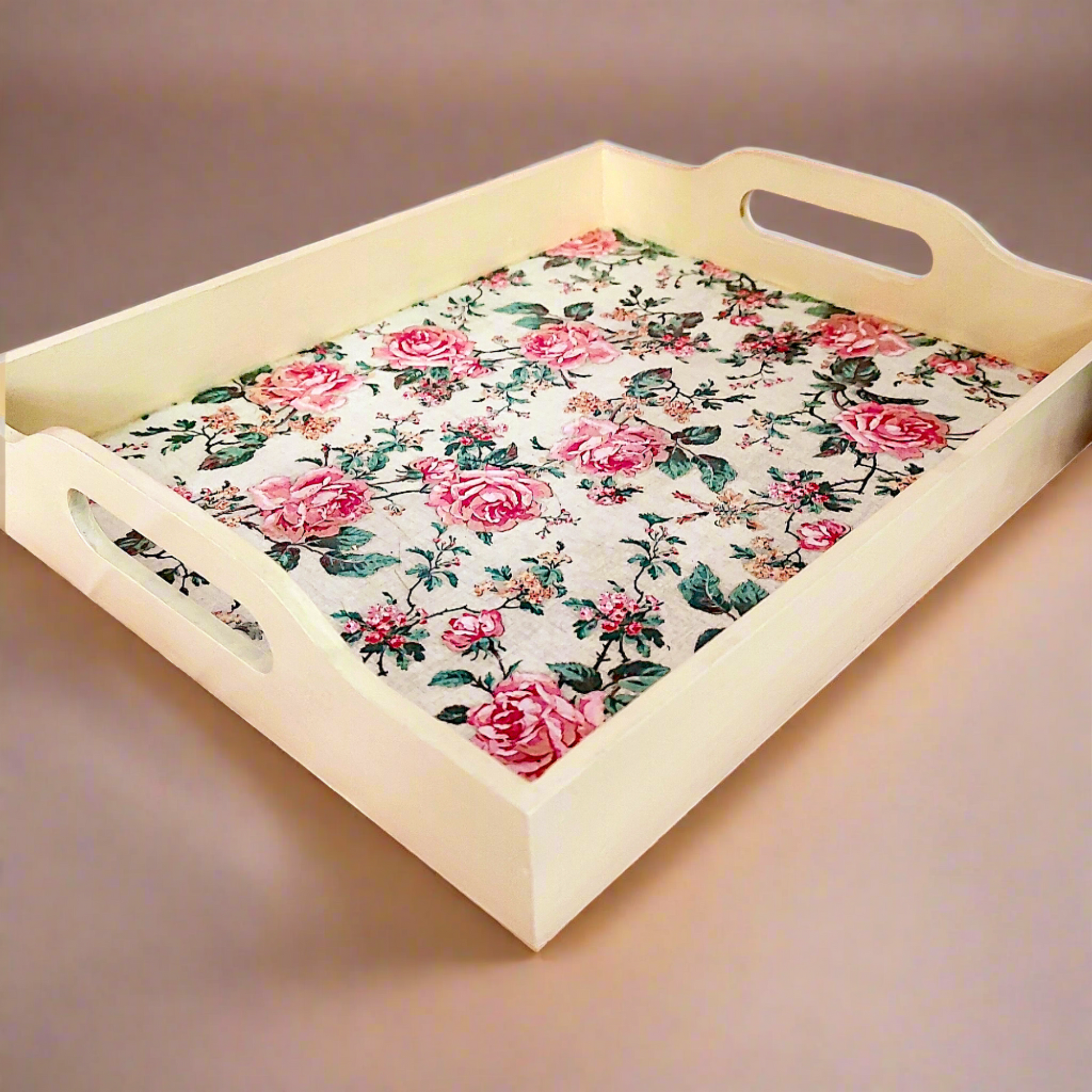 Floral Rectangular Serving Tray / Rectangular tray Wooden / Serving tray for Kitchen living room