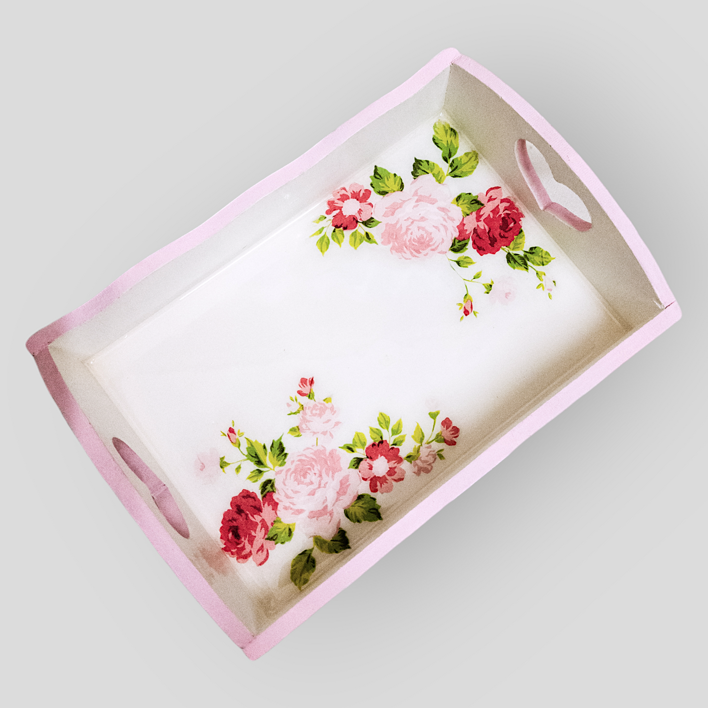 Shabby Rose Tray Organiser | with heart handles | Pretty Gift