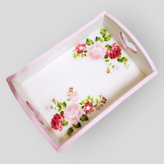 Shabby Rose Tray Organiser | with heart handles | Pretty Gift