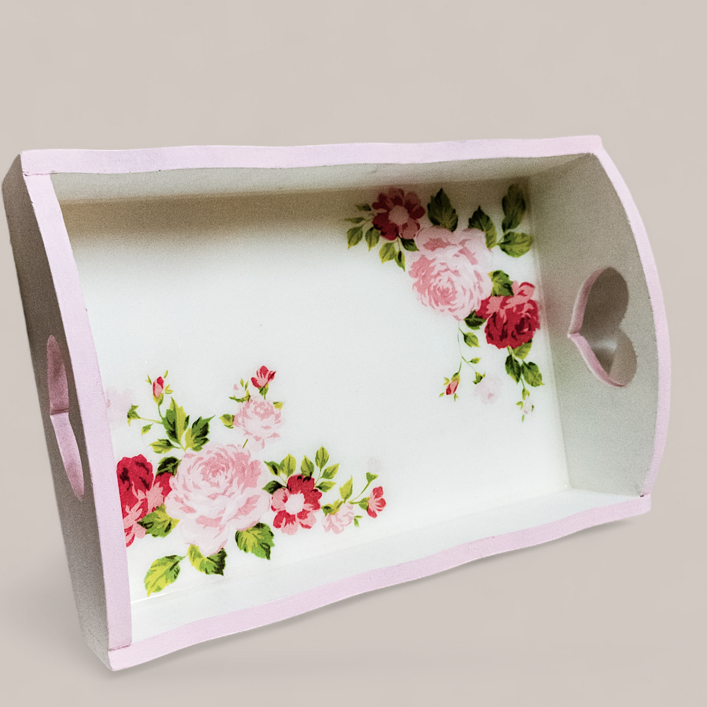 Shabby Rose Tray Organiser | with heart handles | Pretty Gift