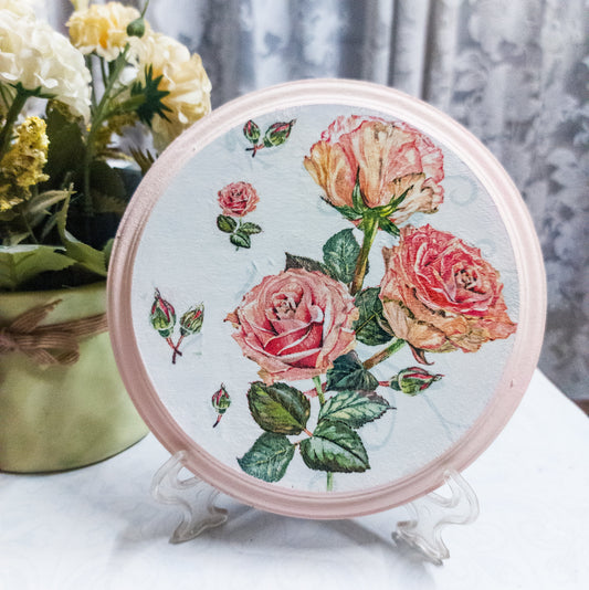 Shabby Rose - Round Wall Plates 6" | Pastel Woods