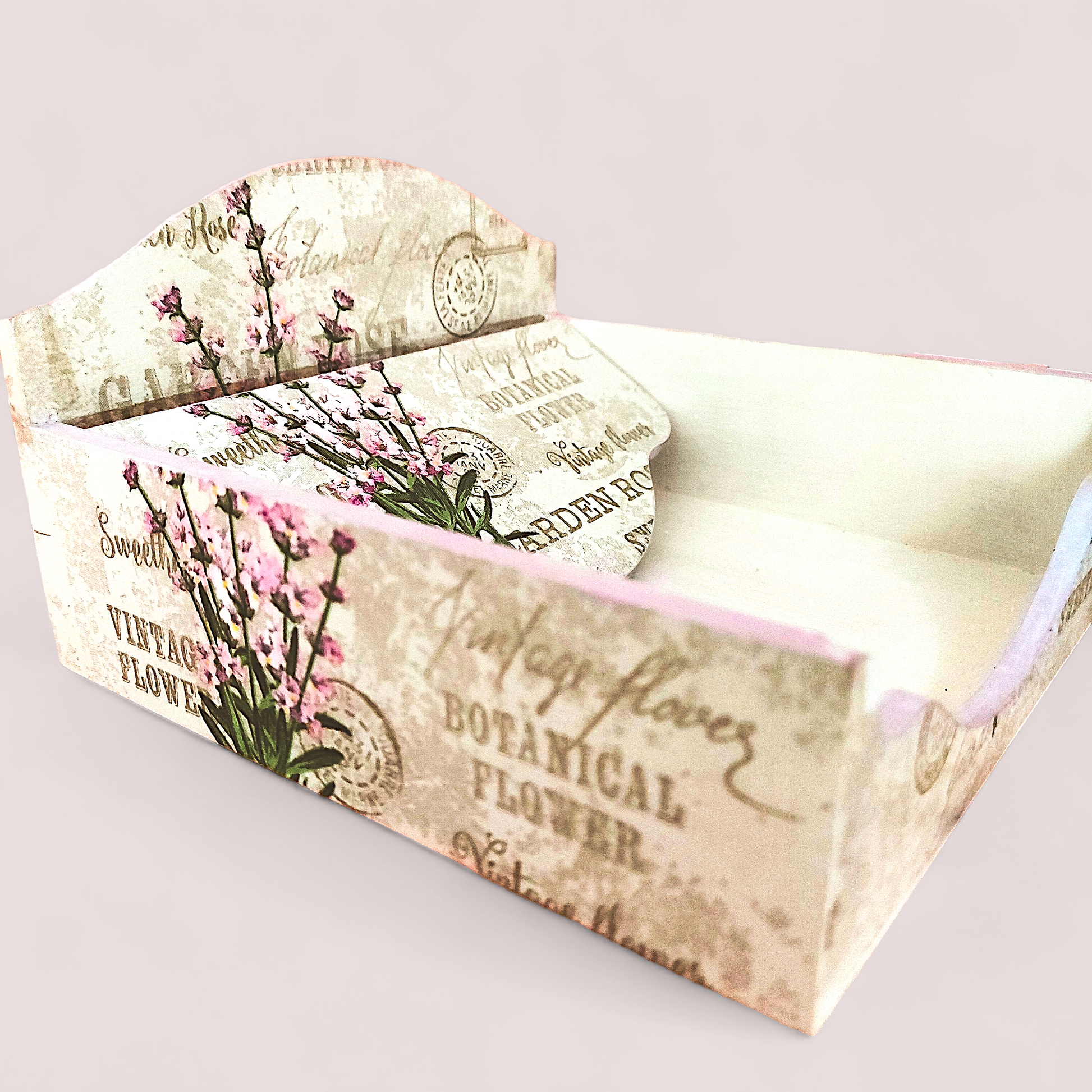 Vintage Victorian Lavendar Square Tissue Box / Square Napkin Holder / Tissue Holder for Home Office Car