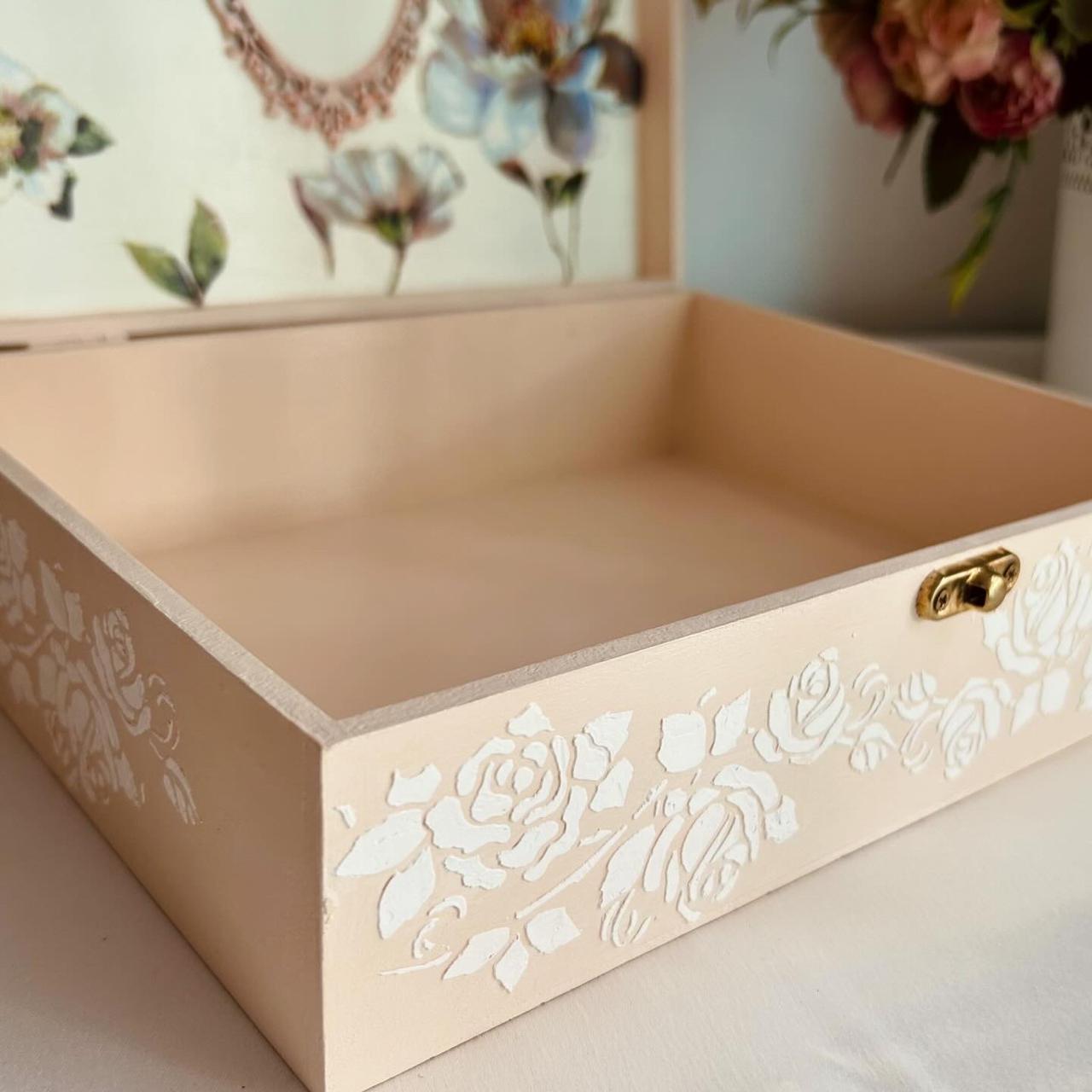 Beige Peony Jewellery Box - Decorative Storage Box - Personalised Gifts